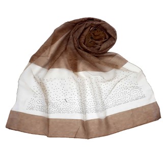 Designer Diamond Studded Tissue Hijab - Wooden Brown
